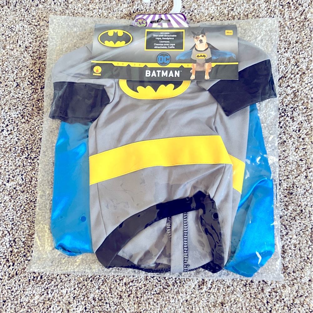DC Comics Batman Dog Costume - Gray, Black, Blue, Yellow